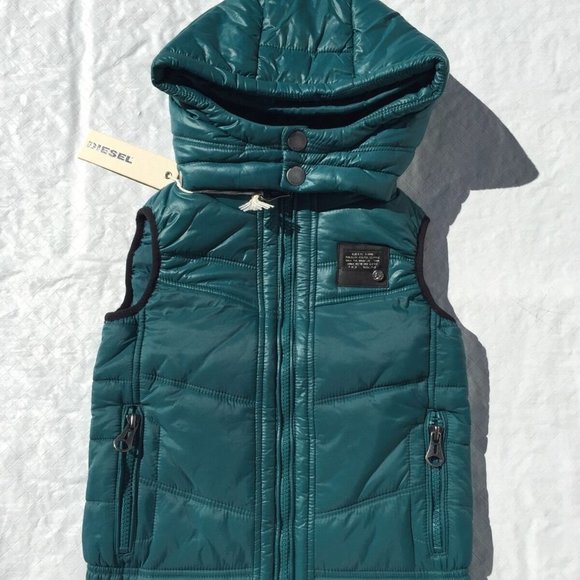 NWT***DIESEL***Green Hooded 'Jarbo' VEST***7Y*$129 - Picture 3 of 5